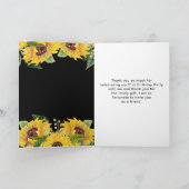 Elegant Sunflowers and Foliage Birthday Party Dankeskarte (Innenseite)