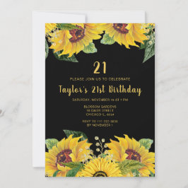 Elegant Sunflowers and Foliage Birthday Party Einladung