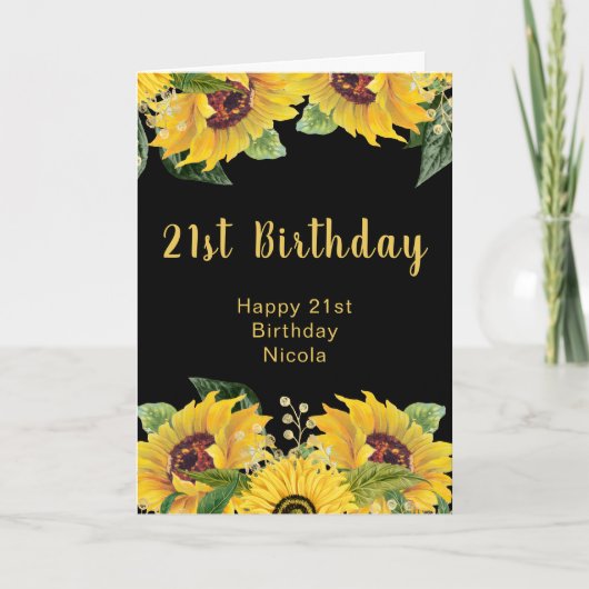 Elegant Sunflowers and Foliage Birthday Party Karte (Vorderseite)