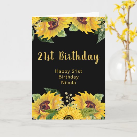Elegant Sunflowers and Foliage Birthday Party Karte (Gelbe Blume)