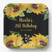 Elegant Sunflowers and Foliage Birthday Party Pappteller (Vorderseite)