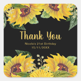 Elegant Sunflowers and Foliage Birthday Party Quadratischer Aufkleber