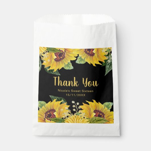 Elegant Sunflowers and Foliage Sweet Sixteen Geschenktütchen (Vorderseite)