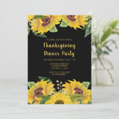 Elegant Sunflowers and Foliage Thanksgiving Party Einladung (Stehend Vorderseite)