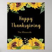 Elegant Sunflowers and Foliage Thanksgiving Party Poster (Vorne)