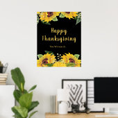 Elegant Sunflowers and Foliage Thanksgiving Party Poster (Heimbüro)