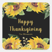 Elegant Sunflowers and Foliage Thanksgiving Party Quadratischer Aufkleber (Vorderseite)