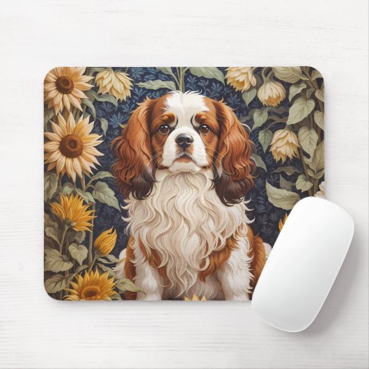Elegant Sunflowers Cavalier King Charles Spaniel Mousepad (Mit Mouse)