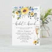 Elegant Sunflowers Eucalyptus BRIDAL BRUNCH Einladung (Stehend Vorderseite)