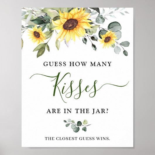 Elegant Sunflowers Eucalyptus Bridal Shower Poster (Vorne)