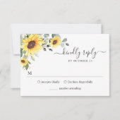 Elegant Sunflowers Eucalyptus Floral Wedding RSVP (Vorderseite)