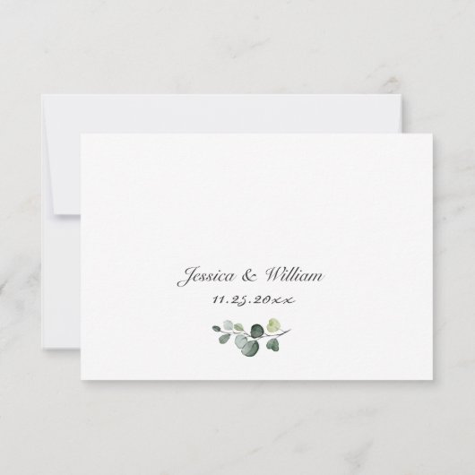 Elegant Sunflowers Eucalyptus Floral Wedding RSVP (Rückseite)