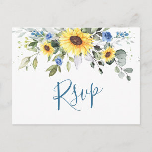 Elegant Sunflowers Eucalyptus Floral Wedding RSVP Postkarte