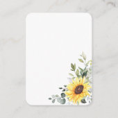 Elegant Sunflowers Eucalyptus Wedding QR UAWG Begleitkarte (Rückseite)