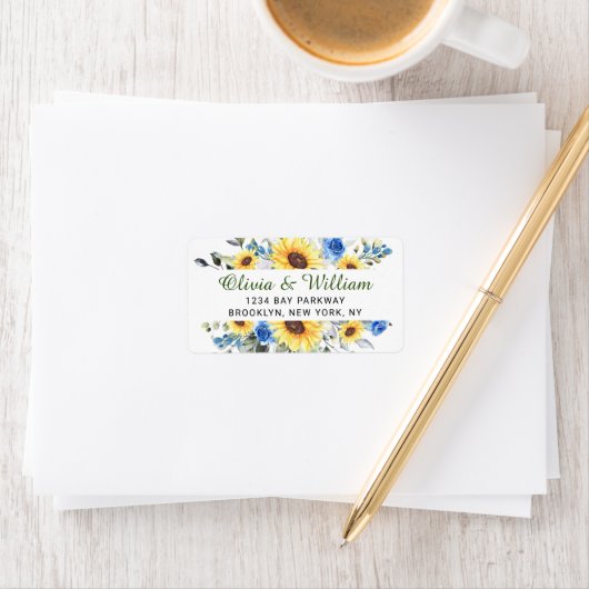 Elegant Sunflowers Eukalyptus Greenerity Adresse Adressaufkleber (Insitu)