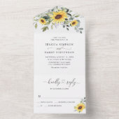 Elegant Sunflowers Eukalyptus Greenerity Wedding All In One Einladung (Innen Boden)