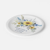 Elegant Sunflowers Eukalyptus Greenerity Wedding Pappteller (Schrägansicht)