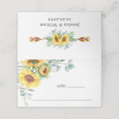 Elegant Sunflowers Eukalyptus Greenerity Wedding Platzkarte (Außenseite Aufgefaltet)