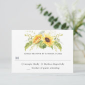 Elegant Sunflowers Eukalyptus Greenerity Wedding RSVP Karte (Stehend Vorderseite)