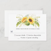 Elegant Sunflowers Eukalyptus Greenerity Wedding RSVP Karte (Vorne/Hinten)