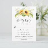 Elegant Sunflowers Eukalyptus Greenerity Wedding RSVP Karte (Stehend Vorderseite)