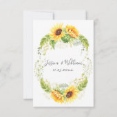 Elegant Sunflowers Eukalyptus Greenerity Wedding RSVP Karte (Rückseite)