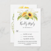 Elegant Sunflowers Eukalyptus Greenerity Wedding RSVP Karte (Vorne/Hinten)