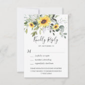 Elegant Sunflowers Eukalyptus Greenerity Wedding RSVP Karte (Vorderseite)