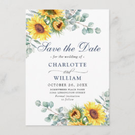Elegant Sunflowers Eukalyptus Greenerity Wedding Save The Date