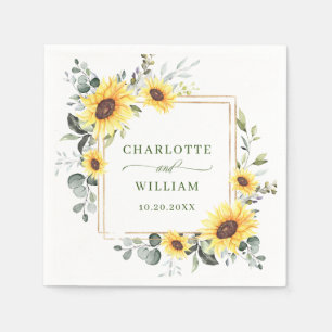 Elegant Sunflowers Eukalyptus Greenerity Wedding Serviette