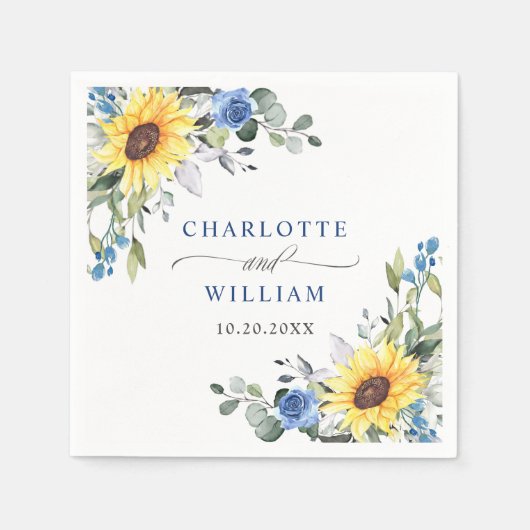 Elegant Sunflowers Eukalyptus Greenerity Wedding Serviette (Vorderseite)