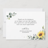 Elegant Sunflowers Eukalyptus Greenery Dankeskarte (Rückseite)