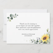 Elegant Sunflowers Eukalyptus Greenery Dankeskarte (Rückseite)