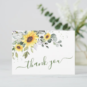 Elegant Sunflowers Eukalyptus Greenery Dankeskarte