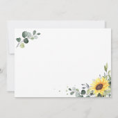 Elegant Sunflowers Eukalyptus Greenery Dankeskarte (Rückseite)