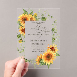 Elegant Sunflowers Garden Floral Wedding Acryleinladungen