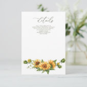 Elegant Sunflowers Garden Floral Wedding  Begleitkarte (Stehend Vorderseite)