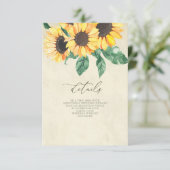 Elegant Sunflowers Garden Floral Wedding  Begleitkarte (Stehend Vorderseite)