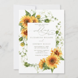 Elegant Sunflowers Garden Floral Wedding Einladung