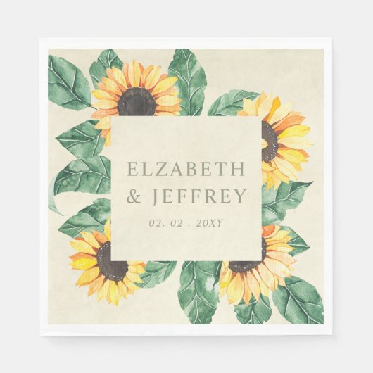 Elegant Sunflowers Garden Floral Wedding Serviette (Vorderseite)