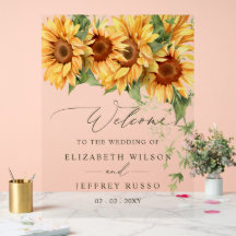 Elegant Sunflowers Garden Wedding Welcome Sign