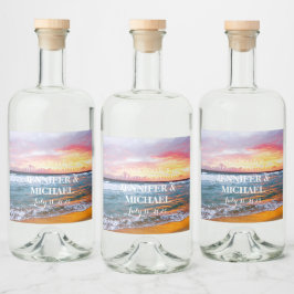 Elegant Sunset Beach Tropical Summer Elegant Alkoholflaschenetikett