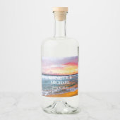 Elegant Sunset Beach Tropical Summer Elegant Alkoholflaschenetikett (Vorderseite)