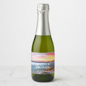 Elegant Sunset Beach Tropical Summer Elegant Schaumweinetikett (Vorderseite)