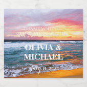 Elegant Sunset Beach Tropical Summer Elegant Schaumweinetikett (Einzelnes Label)