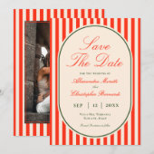 Elegant Sunset Orange Stripe Italian Wedding Save The Date (Vorne/Hinten)