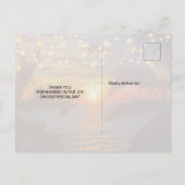 Elegant Sunset Palm Beach Summer Wedding Vielen Da Postkarte (Rückseite)