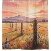 Elegant Sunset Wildflower Scene Duschvorhang (Vorderseite)