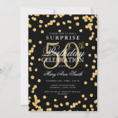 Elegant SURPRISE 50. Geburtstag Gold Black Einladung (Vorderseite)