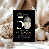 Elegant Surprise 50th Birthday Black and Gold Folieneinladung